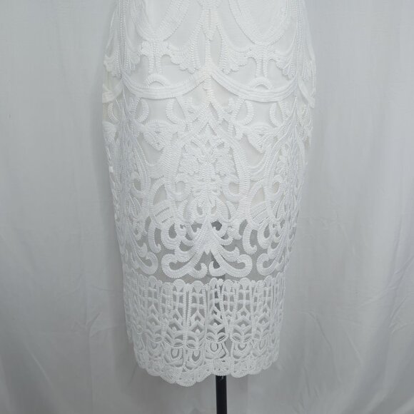 Bardot Lace Dress 8 Medium White Midi - Picture 5 of 10